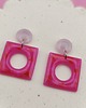 kolczyki z masy plastycznej Kolczyki SQUARE sweet pink 3