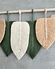 makramy Duża Makrama Liście XL Ozdoba Ścienna Boho Zieleń Beż 80 cm 3