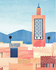 plakaty Plakat Maroko Marrakesz - panorama miasta z Meczetem Księgarzy 4
