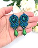 kolczyki soutache Cleo kolczyki sutaszowe kolorowe zielono chabrowe z łezką 1