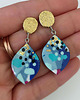 kolczyki z masy plastycznej Wiszące Kolczyki Niebiesko Złote 3