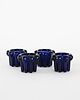 świeczniki i świece Zestaw świeczników kobaltowych, francuski design, lata 70, produkcja: Reims 1