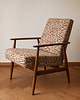 fotele Fotel Lisek PRL, Orzech, Tkanina Safarii; Typ 300-190, Po renowacji, Vintage 7