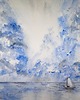 obrazy WYPRZEDAŻ SZTUKI! Akwarela Łódka na morzu oryginalny obraz 300g A3 30x42 cm 2
