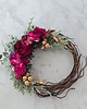 wianki bożonarodzeniowe Asymetryczny wieniec fuksja i złoto (26cm) 3