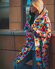 bluza z kapturem damska TWARZE długa bluza oversize z wzorzystej tkaniny 1