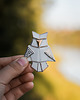 broszki Broszka Pozłacana Porcelanowa Origami Sowa Biała 2