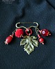 broszki Broszka niezwykła na agrafce w modnym stylu Boho handmade. Czerwono-złota 7