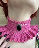 chokery Barbie pink fuksjowy naszyjnik retro vintage kolia koronkowa 7