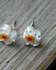 kolczyki wire wrapping Żółty środek - kwiatki    - sztyfty 3