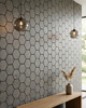 kafle i panele Heksagon Mozaika Panel na Ścianę Lamel SZARY Drewniany do Salonu Sypialni 2