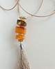 wisiory Naszyjnik boho, z bursztynem i lnianym chwostem, multikolor 6