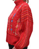 swetry damskie  Czerwony sweter z golfem i haftami, rozmiar L/XL 2