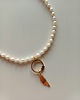 naszyjniki - inne Naszyjnik perła naturalna - zawieszka  piórko 1