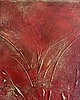 obrazy Czerwony obraz abstrakcyjny ze złotem "Rojo" 60x60cm 2