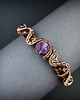 bransoletki wire wrapping Miedziana bransoleta mankietowa z ametystem i granatem - Zamówienie specjalne 6