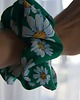 gumki do włosów Gumka scrunchie stokrotki zielona 2