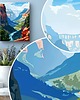 plakaty Plakat krajobraz górski z rzeką do salonu niebiesko-zielony 1