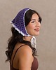 apaszki Szydełkowa chustka bandana bawełna organiczna z falbanką letnia fioletowa 2
