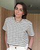 t-shirt damskie T-Shirt Move crop paski poduchy cream & black 3
