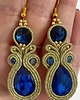kolczyki soutache Kolczyki sutasz w kolorze złoto-granatowym z kryształkami 3