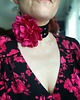 chokery Czarny koronkowy retro naszyjnik z piękną bordową różą 1