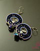 kolczyki soutache Czerń, złoto i szafir - delikatne  kolczyki sutasz 3