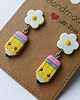 kolczyki z masy plastycznej Kolczyki stokrotka i ołówek 2