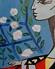 obrazy Kolorowy obraz  olejny do salonu Pablo Picasso Jacqueline z kwiatami 1