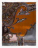 szale damskie Szal jedwabny damski  brązowy z motywem orientalnym 55 cm x 170 cm 1