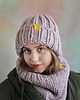 czapki damskie WOOLY Komplet czapka i komin pudrowy róż 1