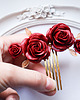 Biżuteria ślubna Komplet ślubny "Bordowe Róże" - Grzebyk + kolczyki 4