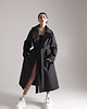 płaszcze damskie Płaszcz typu trencz longline oversize czarny 7
