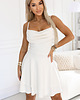 sukienki mini damskie 677-1 Letnia sukienka na ramiączkach z dekoltem typu woda - ecru 3