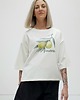 t-shirt damskie Bawełniana bluzka z oliwkami o luźnym kroju z rękawem 3/4 3