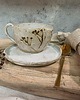 filiżanki Filiżanka ceramiczna z odciskiem roślinek +spodek 200 ml 2
