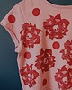 t-shirt damskie Autorski ręcznie stemplowany t-shirt z motywem kwiatów i czaszek S 1