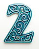 napisy dekoracyjne i tabliczki Numer domu, cyfra 2 turkusowa, do zawieszenia 1