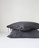 poduszki gładkie Lniana Poszewka Troczki CHARCOAL 2