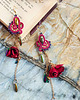 kolczyki - inne Bordowe długie kolczyki kwiatki sutasz 2