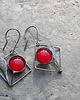 kolczyki wire wrapping Czerwone kwiaty   -  kolczyki 1