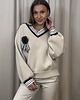 bluza bez kaptura damska Bluza z broszką Beige 5