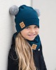 czapki dziecięce Czapka zimowa  z kominem -morski granat -pompony 4