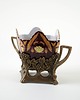 patery i talerze Patera secesyjna z ceramicznym wkładem i metalowym koszem, Art Nouveau 3