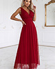 sukienki maxi damskie 687-2 Elegancka sukienka maxi z kopertowym dekoltem - bordo jasne 3