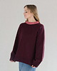 swetry damskie  BARIBAL RWS - bordowy sweter oversize a la bluza wełniana - 100% merino M/L 1