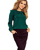 bluzki z długim rękawem damskie 140-9 Bluzka z wiązaniem z przodu - ZIELONY BUTELKOWY 4