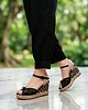 sandały i klapki damskie Czarne espadryle Boho na koturnie z Perłą - Wysokość 10 cm 3