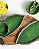 patery i talerze Zestaw ceramiczny do sushi  talerz liść  miseczka dla dwojga 3