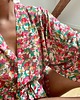 szlafroki damskie Szlafrok narzutka kimono krótkie w pastelowe kwiaty 4